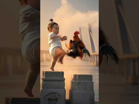 Ai generated animated video | a healthy little baby boy fighting with hen #ai #cute #trendingshorts