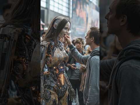 Humanoid girl’s shocking reaction to guy’s finger at robot expo! #AIgirls #FutureWorld #CyberExpo